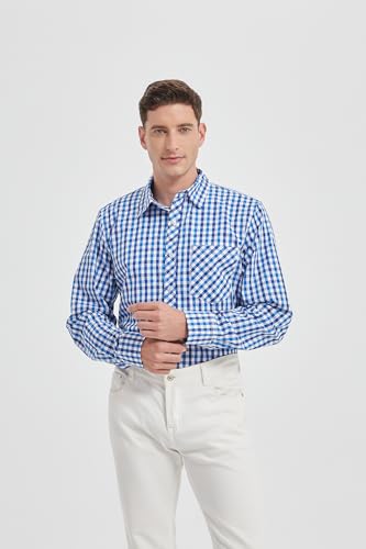 JupiterSecret – Chemise Homme à Carreaux en Coton – Style Décontracté avec Poche Poitrine