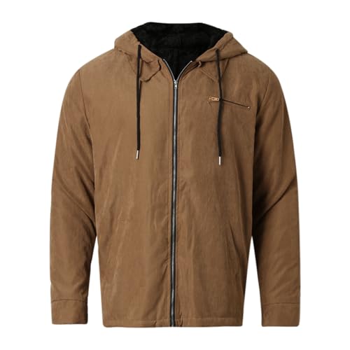 Veste Homme Style Cuir à Capuche – Blouson 3D Imprimé Zippé avec Effet Moumoute