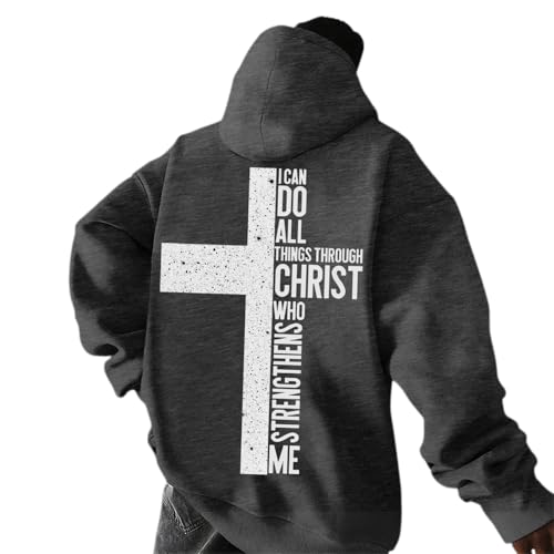 Sweat à capuche homme oversize – Imprimé croix et lettrage
