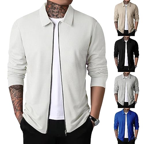 Cardigan zippé homme à revers, style casual d’automne