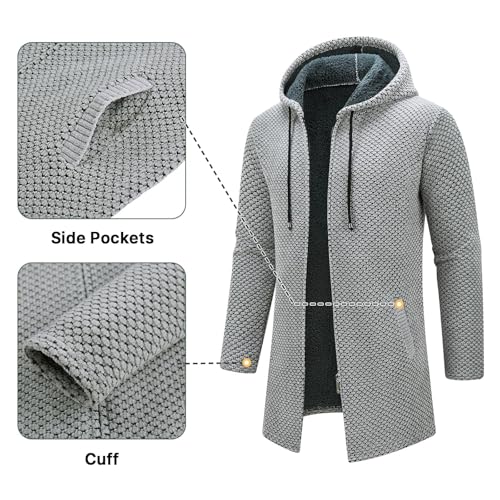 Cardigan long homme KUDORO – Capuche et fermeture zippée