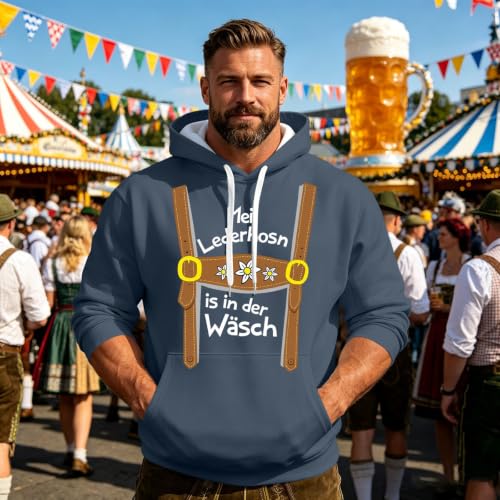 Sweat à Capuche Homme Oktoberfest – Imprimé Bretelles Bavaroises & Poche Kangourou