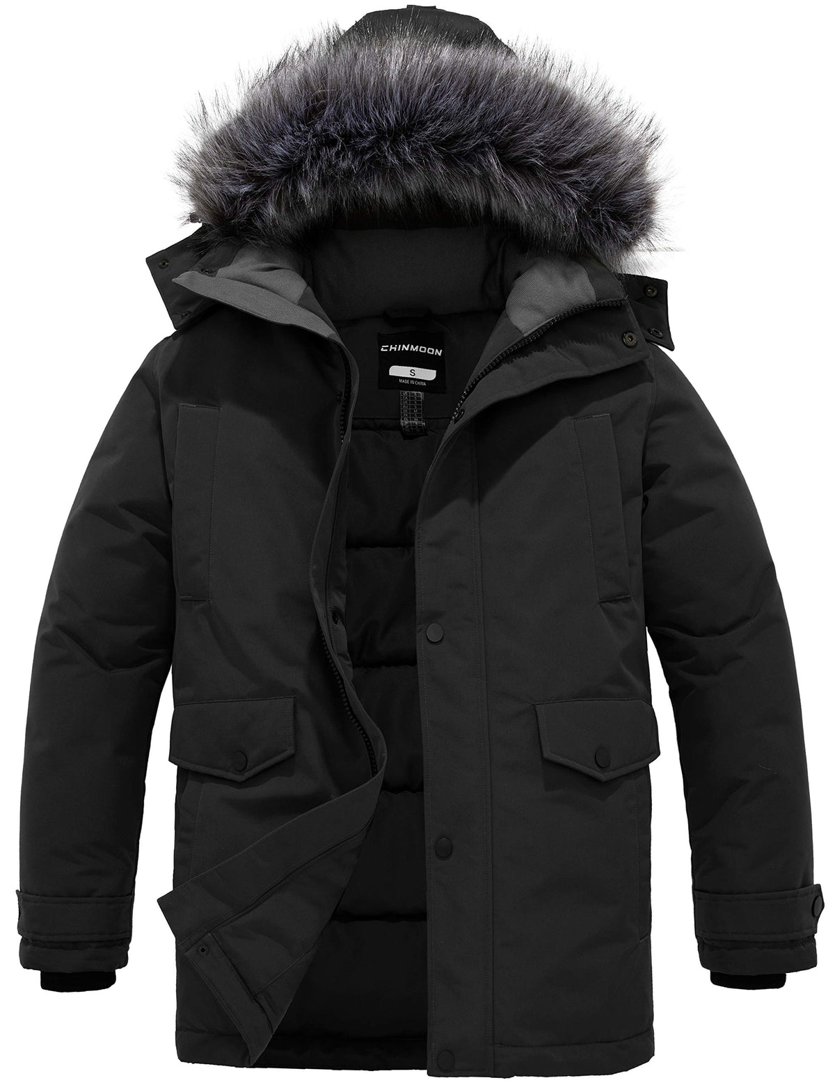 CHIN·MOON – Parka d'hiver pour homme avec capuche amovible – Manteau épais et chaud