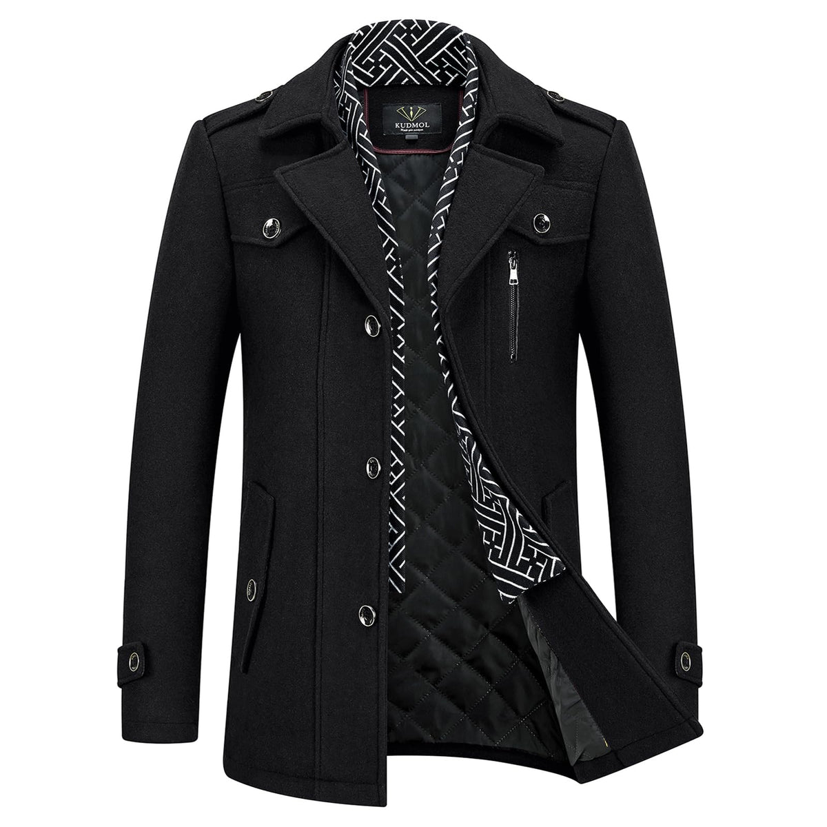 KUDMOL – Trench-Coat Homme Élégant – Pardessus Business Chic & Manteau Long Habillé