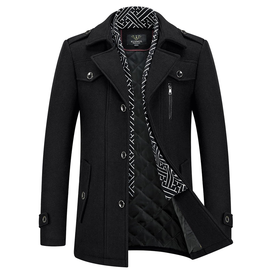 KUDMOL – Trench-Coat Homme Élégant – Pardessus Business Chic & Manteau Long Habillé