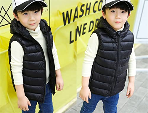 Manteau d’Hiver Sans Manches Enfant à Capuche – Noir – 4-5 Ans
