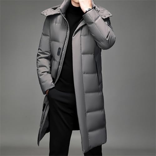 tinetill – Manteau long en duvet pour homme – Doudoune chaude matelassée à capuche et veste thermique d’hiver