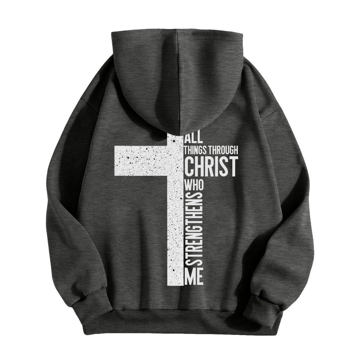 Sweat à capuche homme oversize – Imprimé croix et lettrage
