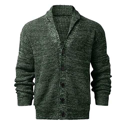 Gilet homme à col châle – Pull en maille torsadée épais, chaud et chic