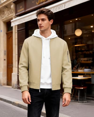 Autsel – Blouson mi-saison style bomber pour homme – Veste décontractée et urbaine