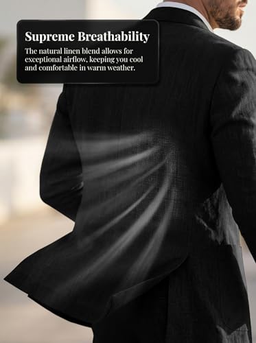 Costume 2 pièces en lin pour homme, tenue de mariage estivale, veste et pantalon