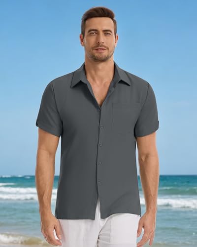 LVCBL – Chemise Homme Manches Courtes – Légère, Confortable & Décontractée pour l’Été