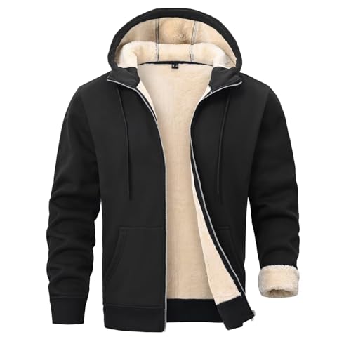 Sweat-shirt zippé à capuche pour homme – Veste polaire chaude avec poches pour l’hiver