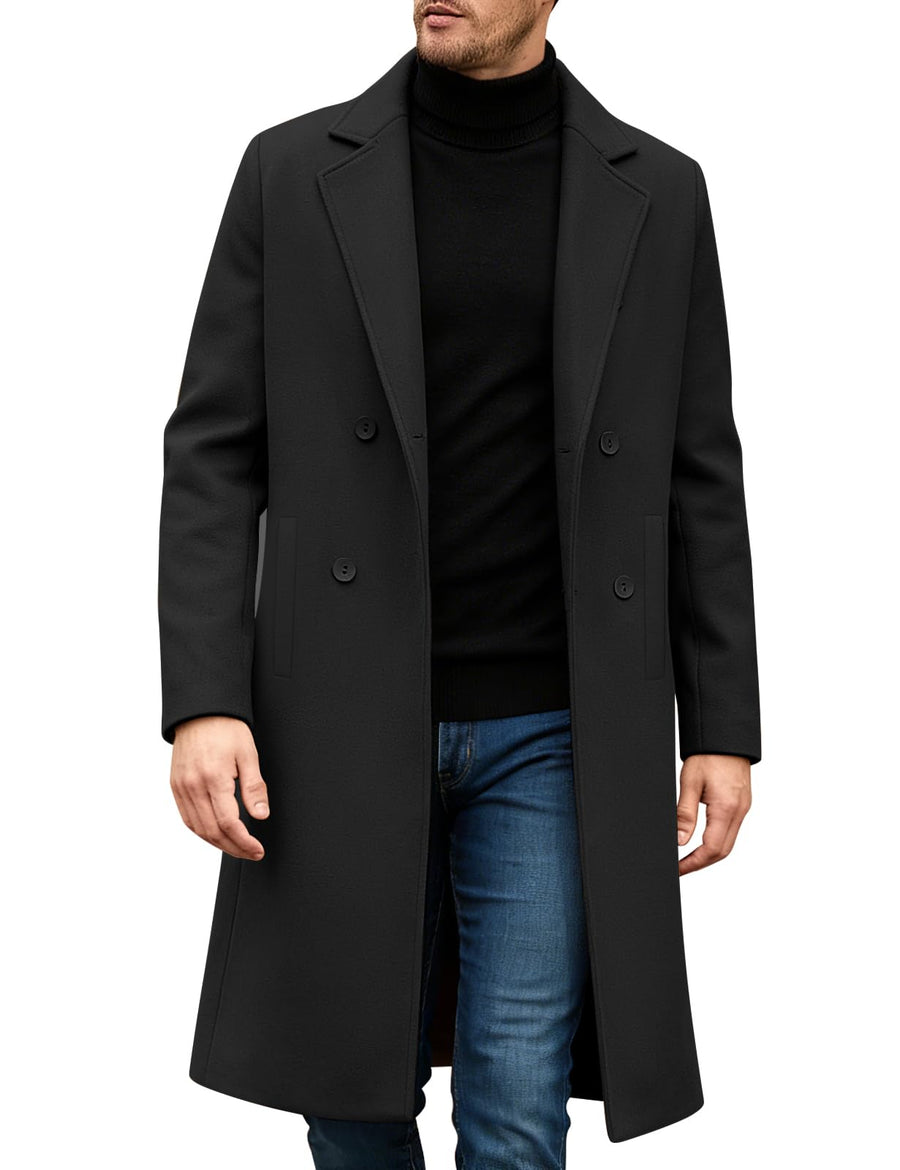 Voqeen – Manteau Long Homme à Double Boutonnage – Doudoune Élégante pour l’Hiver
