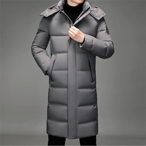 tinetill – Manteau long en duvet pour homme – Doudoune chaude matelassée à capuche et veste thermique d’hiver