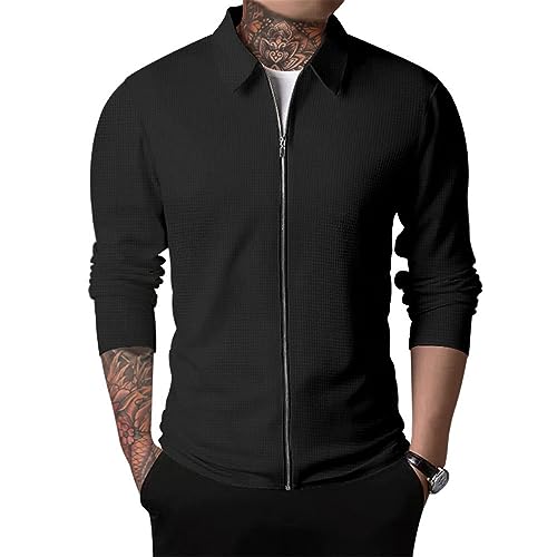 Cardigan zippé homme à revers, style casual d’automne