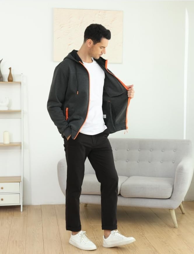 CTU – Sweat à capuche zippé en polaire pour homme – Manches longues & style casual
