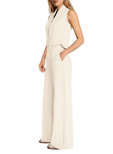 SENSERISE – Combinaison Femme de Voyage à Jambes Larges, Demi-Zip & Coupe Décontractée Chic