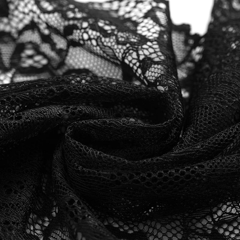 🖤🌸 Pyjama femme en dentelle transparente – Caraco à bretelles et short – Ensemble 2 pièces
