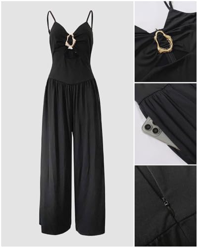 CHICME – Combinaison femme dos nu avec découpes à la taille, fines bretelles et pantalon large