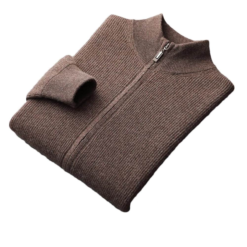 Pull homme OWEIEYEU en laine mérinos à col zippé