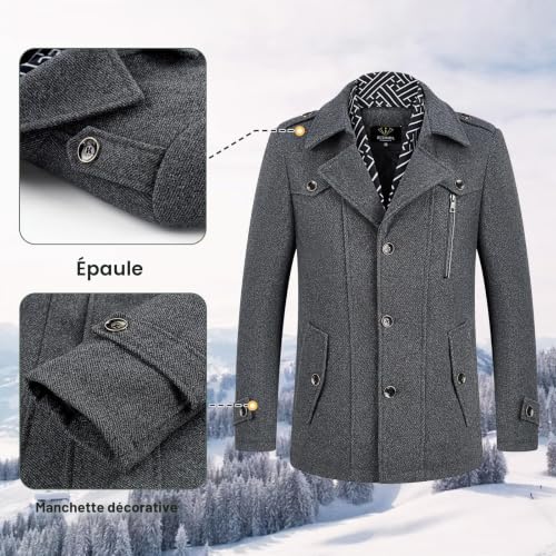 Manteau en laine pour homme – Trench-coat chaud et élégant pour l’hiver