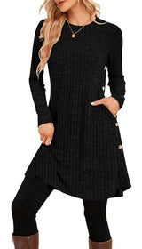 Robe pull SENBATU pour femme – Manches longues et poches