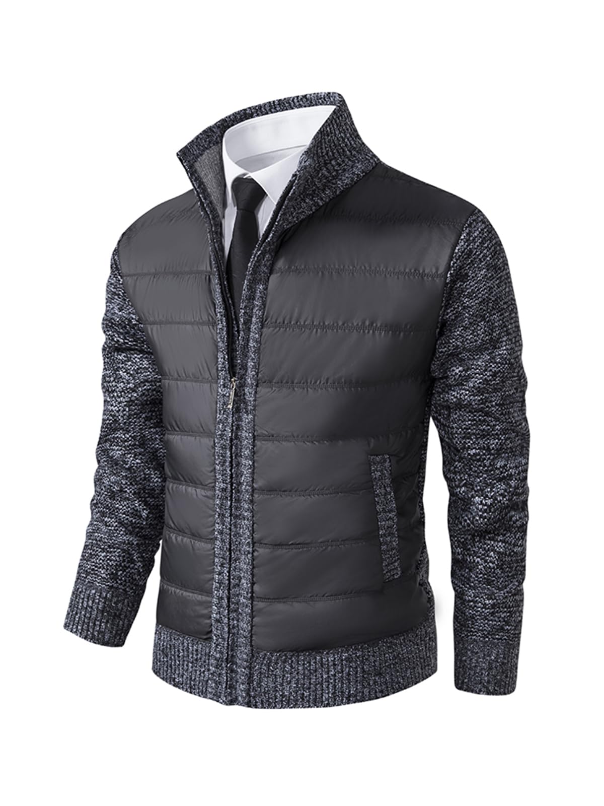 APAELEA – Cardigan Homme Hiver en Maille – Pull Zippé à Col Montant