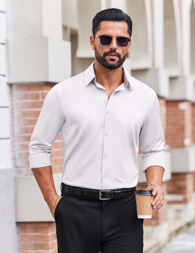 COOFANDY – Chemise homme infroissable à manches longues – Coupe régulière, style business et décontracté