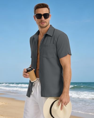LVCBL – Chemise Homme Manches Courtes – Légère, Confortable & Décontractée pour l’Été