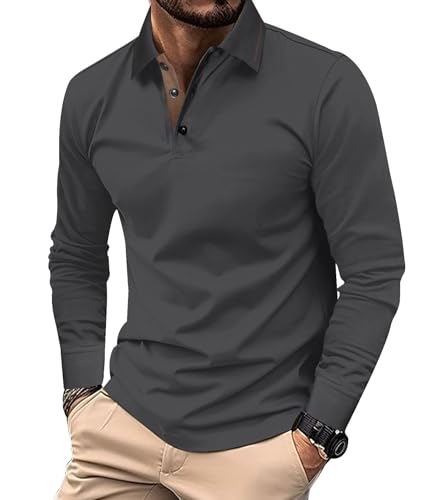 Comilaka – Polo homme décontracté en coton – Manches longues et style classique