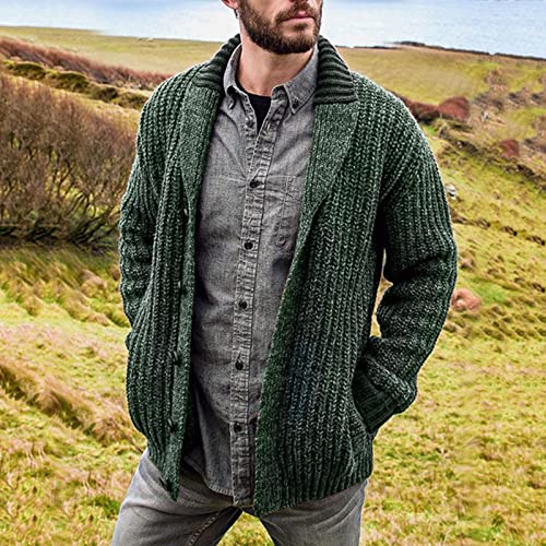 Gilet homme à col châle – Pull en maille torsadée épais, chaud et chic