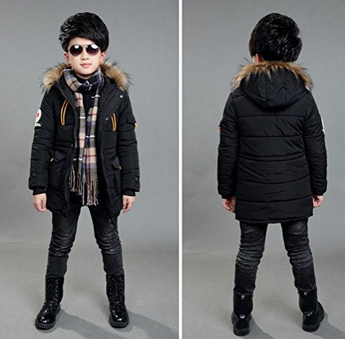 Doudoune Garçon à Capuche – Manteau Enfant Hiver avec Fausse Fourrure