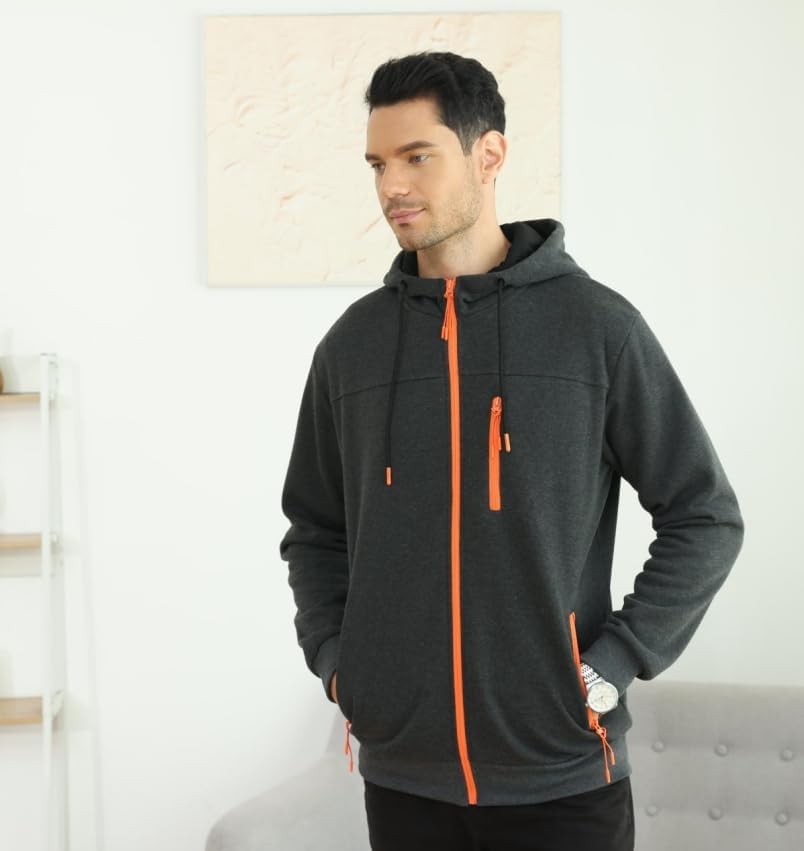 CTU – Sweat à capuche zippé en polaire pour homme – Manches longues & style casual