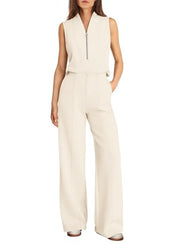 SENSERISE – Combinaison Femme de Voyage à Jambes Larges, Demi-Zip & Coupe Décontractée Chic