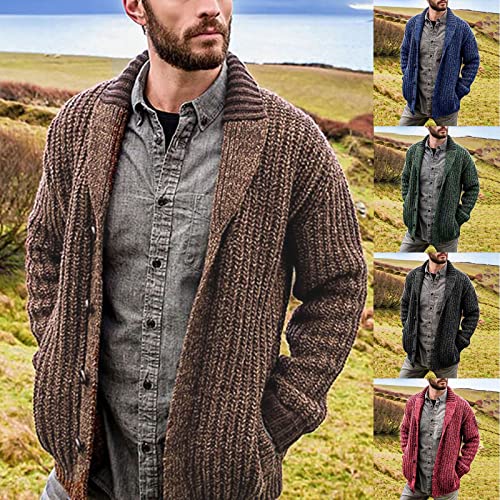 Gilet homme à col châle – Pull en maille torsadée épais, chaud et chic