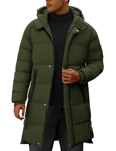 CMTOP – Longue veste d'hiver pour homme – Parka chaude, épaisse et matelassée à capuche