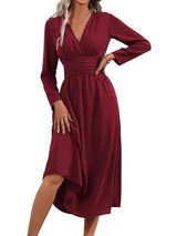 Robe longue femme LIAMERHE – Col V et coupe évasée