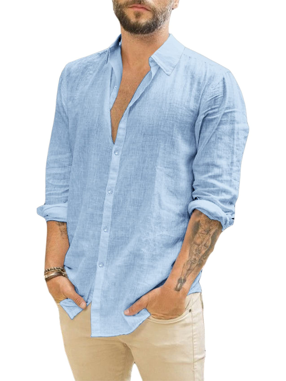 Runcati – Chemise Homme à Manches Longues – Style Casual, Moderne & Polyvalent