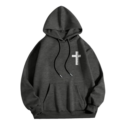 Sweat à capuche homme oversize – Imprimé croix et lettrage