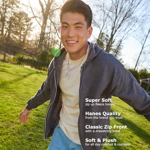 Hanes EcoSmart Fleece – Sweat à Capuche Homme Zippé – Hoodie Polaire Décontracté