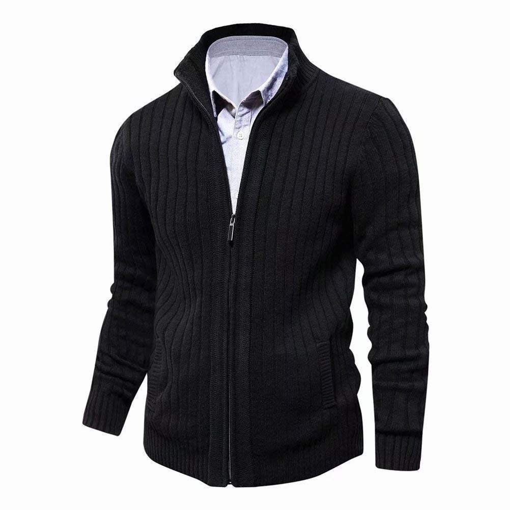 aoli ray – Cardigan Homme Zippé Slim Fit – Veste Tricotée à Col Droit & 2 Poches