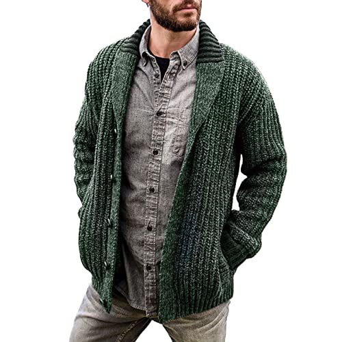 Gilet homme à col châle – Pull en maille torsadée épais, chaud et chic