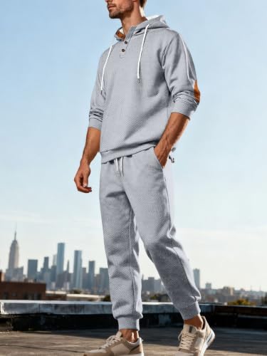 Survêtement Homme Jacquard 2 Pièces – Sweat à Capuche & Pantalon – Ensemble Casual Sportswear