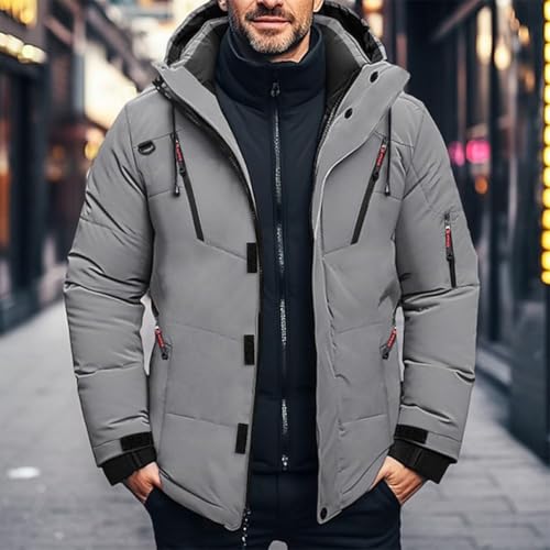 Oanviso – Blouson matelassé à capuche pour homme – Veste aviateur rembourrée et chaude pour l’hiver
