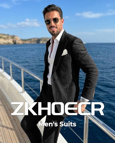 Costume 2 pièces en lin pour homme, tenue de mariage estivale, veste et pantalon
