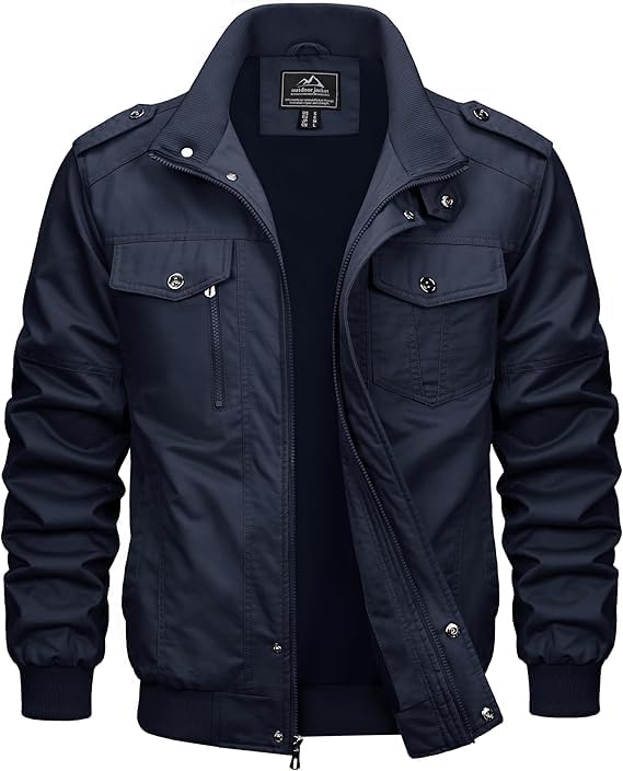 MAGCOMSEN – Veste Cargo Militaire pour Homme – Veste Légère Coupe-Vent en Coton Multipoches