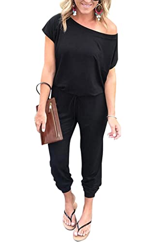 🖤 PRETTYGARDEN – Combinaison Femme à Épaules Dénudées, Taille Élastique & Coupe Décontractée
