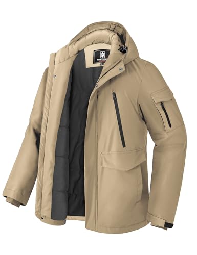 Pioneer Camp – Manteau d'hiver imperméable pour homme – Parka chaude doublée polaire avec capuche et 9 poches
