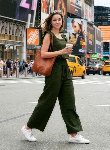 Dokotoo – Combinaison femme smockée sans manches, col carré et pantalon large avec poches